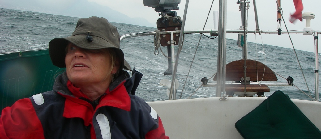 At the helm in a gale loff the Spanish coast